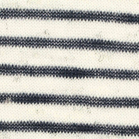 Navy Horizontal-Stripe Jersey Knit, Cotton-Poly, 132 gsm