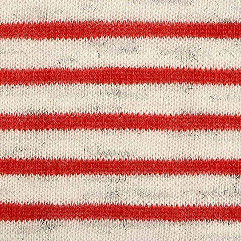 Red Horizontal-Stripe Jersey Knit, Cotton-Poly