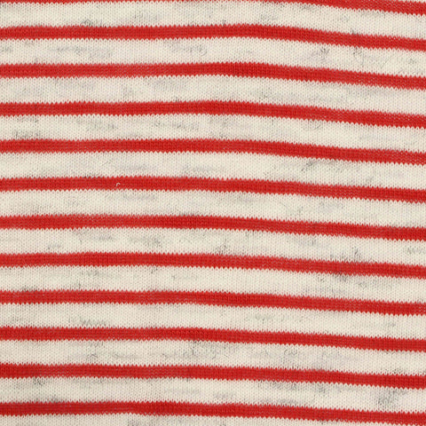 Red Horizontal-Stripe Jersey Knit, Cotton-Poly