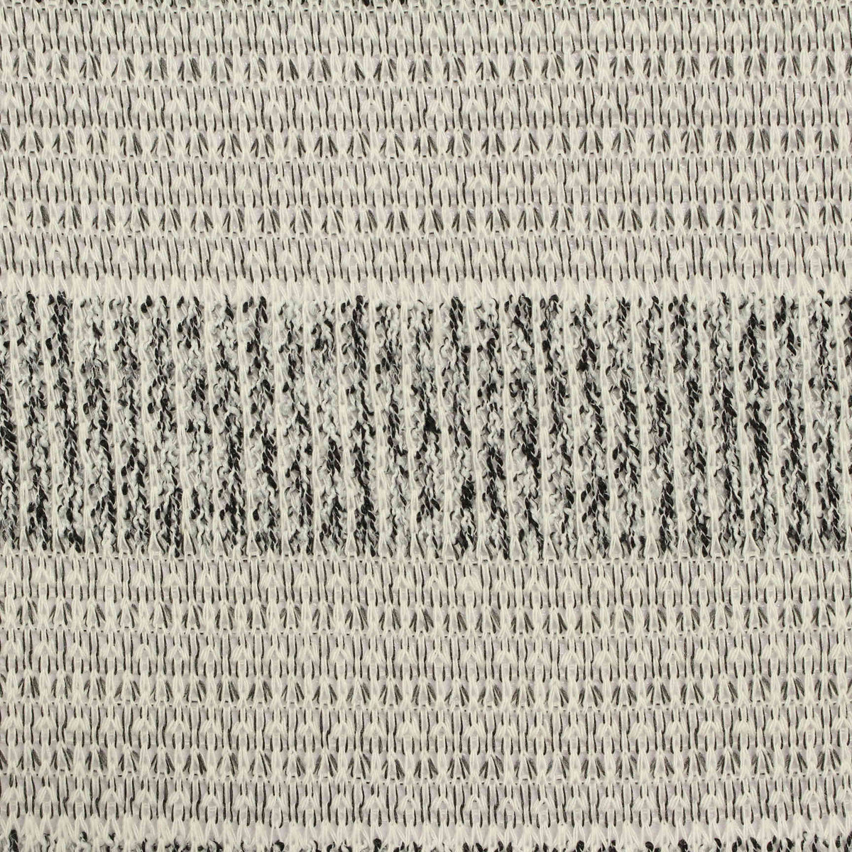 Black Horizontal-Stripe Chunky Knit, Poly-Viscose, 230 gsm, 160 cm