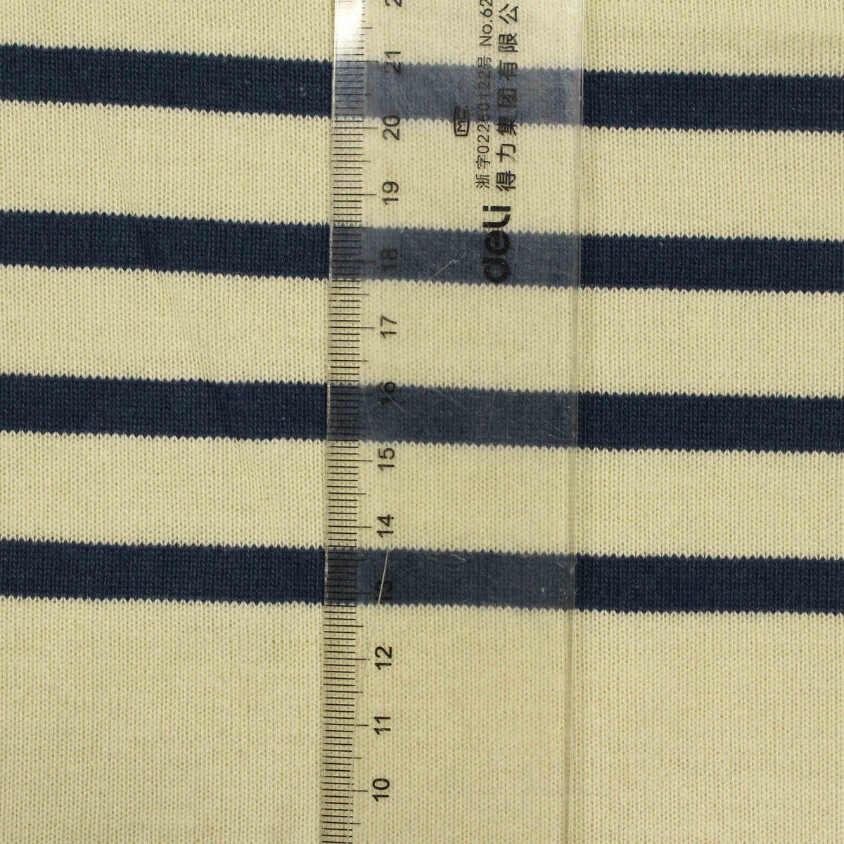 Navy Horizontal-Stripe Knit, Cotton, 288 gsm