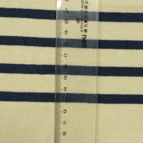 Navy Horizontal-Stripe Knit, Cotton, 288 gsm
