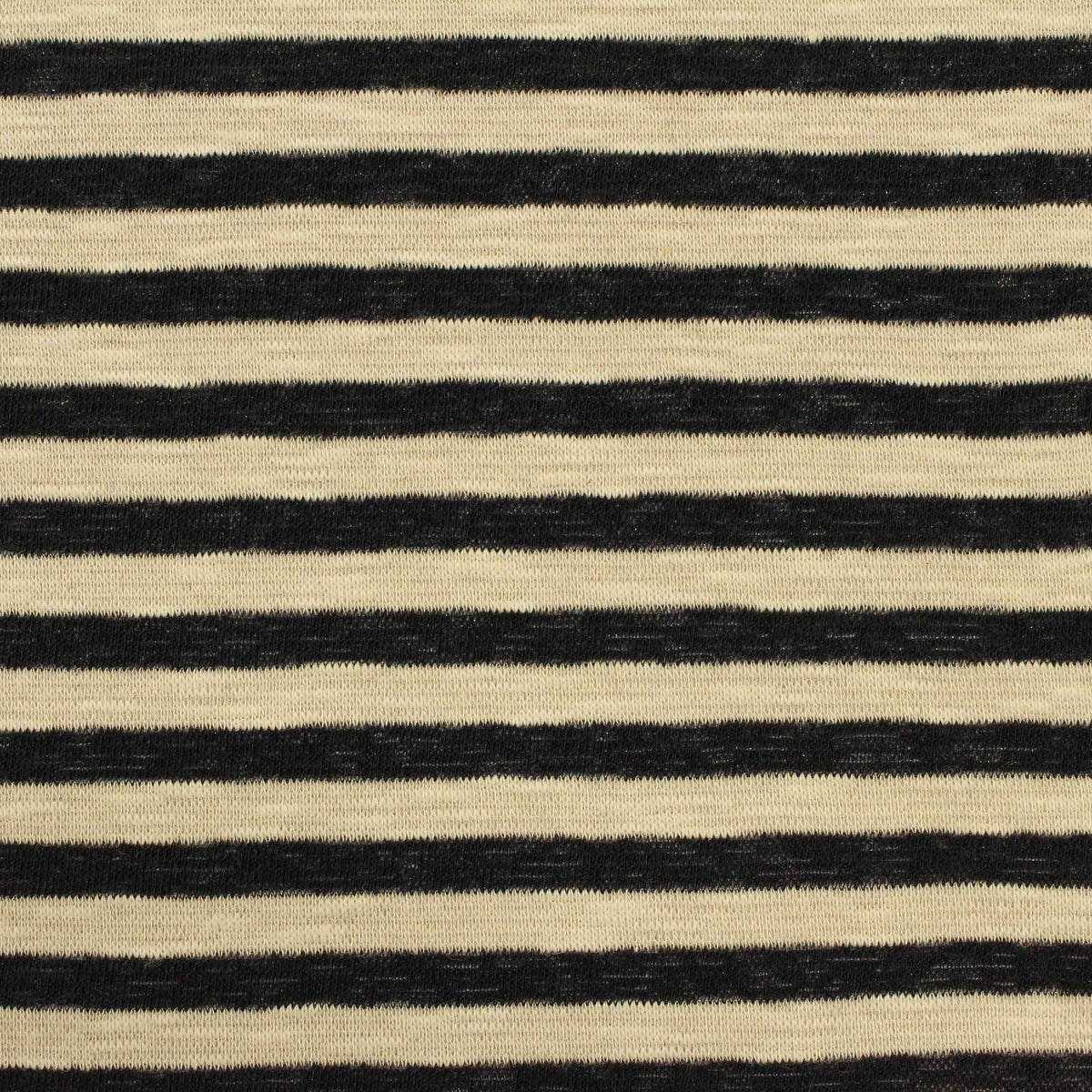 Black Horizontal-Stripe Knit, Cotton-Poly, 179 gsm