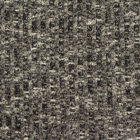 Black Marl Rib Knit, Poly-Viscose, 277 gsm