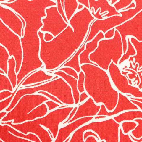 White Floral French Terry, Viscose