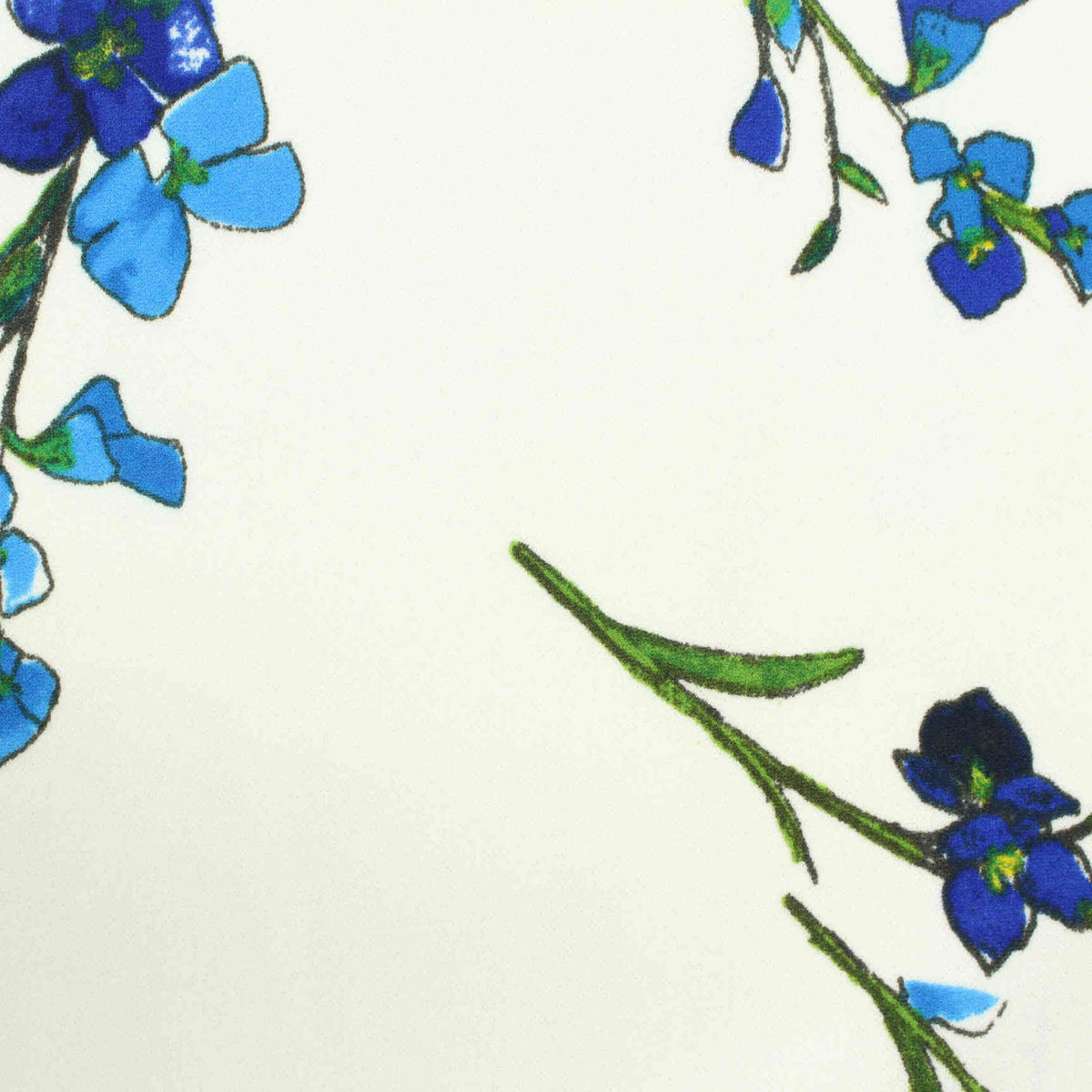 Blue Flowers Linen-Look, Polyester, 249 gsm