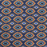Orange Geometric-Medallion Bengaline, Viscose-Nylon