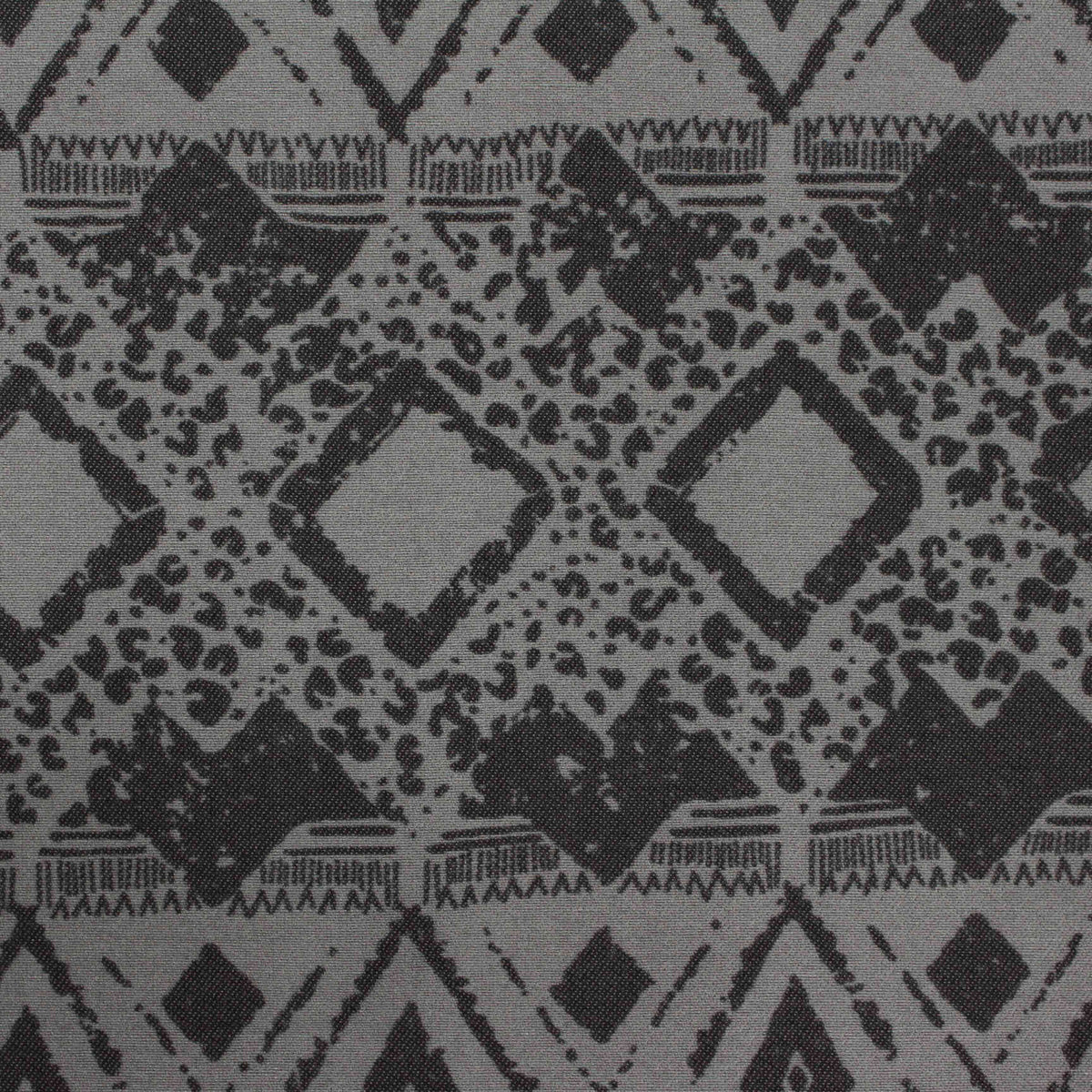 Dark Grey Geometric Bengaline, Viscose-Nylon