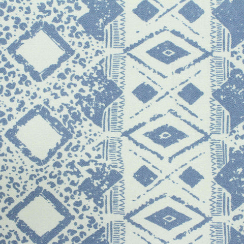 Blue Geometric-Diamond Bengaline, Viscose-Nylon