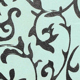Black Floral Linen-Look, Polyester — texture