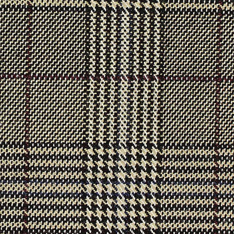 Cream Plaid Woven, Poly-Viscose