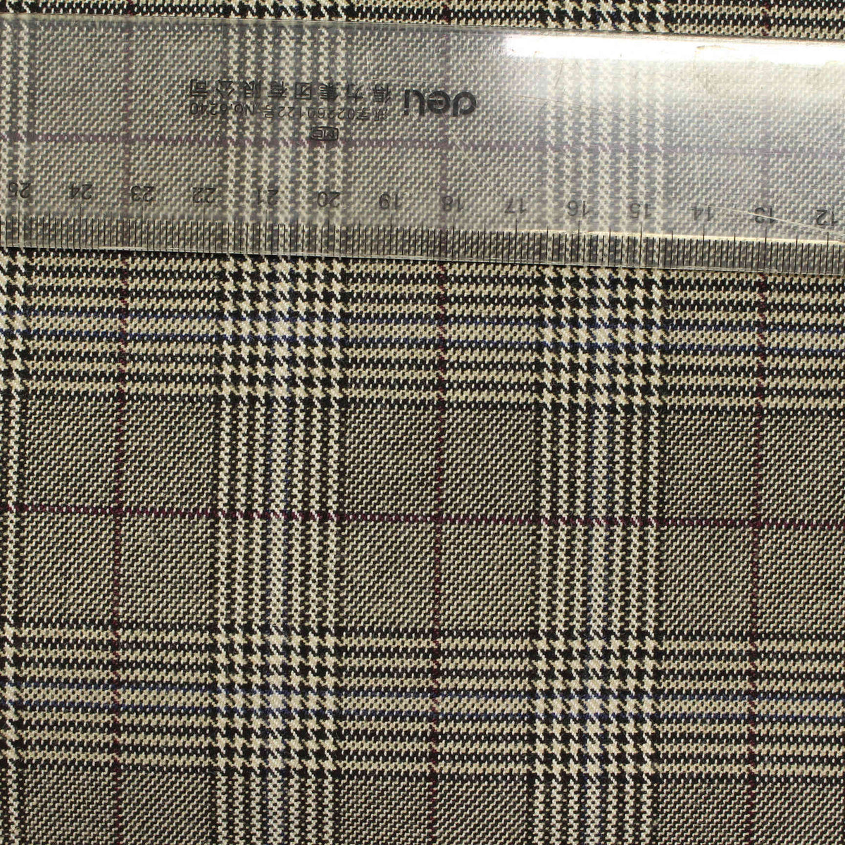 Cream Plaid Woven, Poly-Viscose