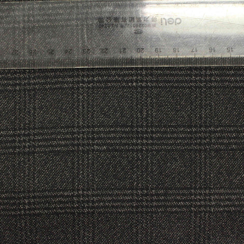 Dark Grey Plaid Woven, Poly-Viscose, 239 gsm