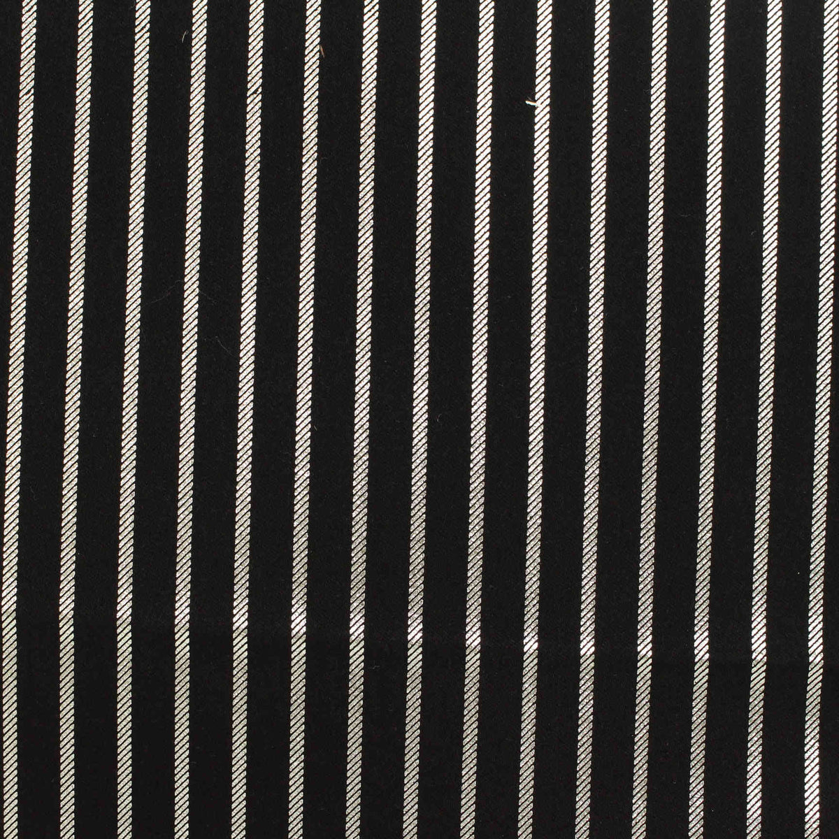 Silver Vertical-Stripe Satin, Poly-Viscose