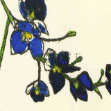 Blue Flowers Linen-Look, Polyester — texture