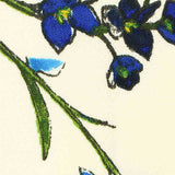 Blue Floral Linen-Look, Polyester — texture