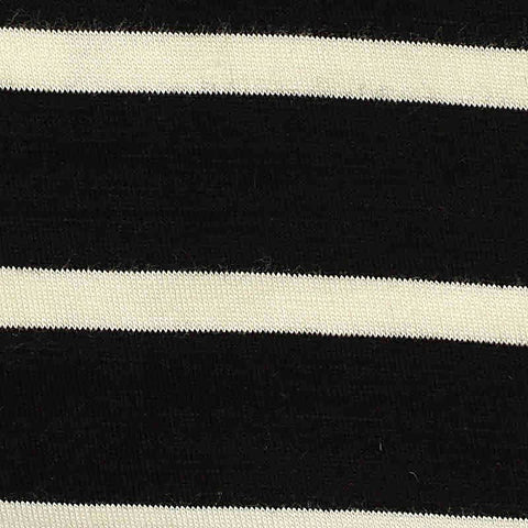 Black Horizontal-Stripe Jersey Knit, Viscose, 160 gsm, 160 cm