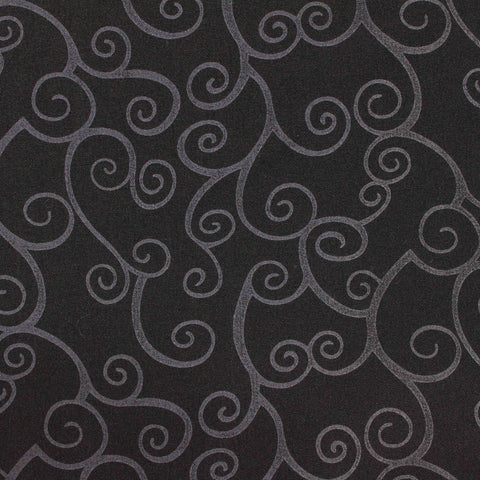 Dark Grey Scroll Jacquard, Poly-Viscose