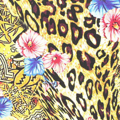 Pink Bold-Leopard Bengaline, Viscose-Nylon