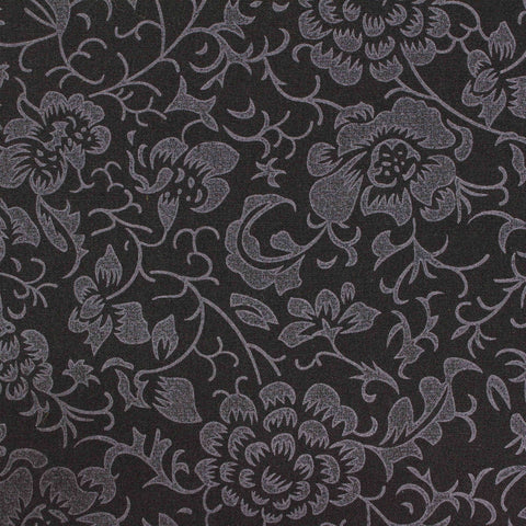 Dark Grey Floral Jacquard, Poly-Viscose, 230 gsm