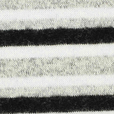 White Horizontal-Stripe Chunky Knit, Viscose-Poly, 199 gsm