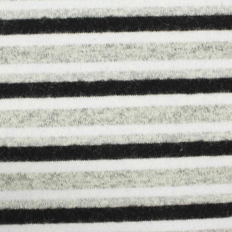 White Horizontal-Stripe Chunky Knit, Viscose-Poly, 199 gsm