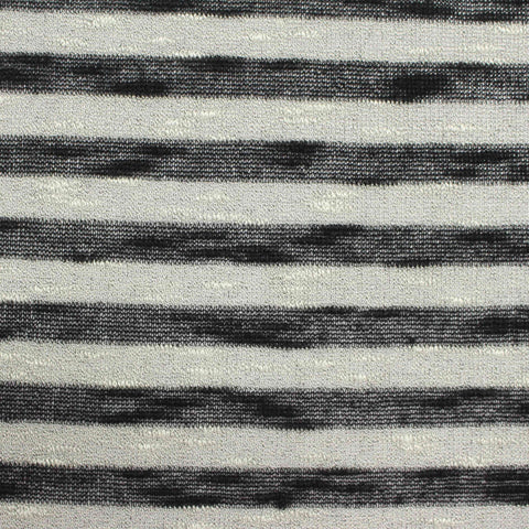 Black Horizontal-Stripe Chunky Knit, Poly-Viscose, 102 gsm