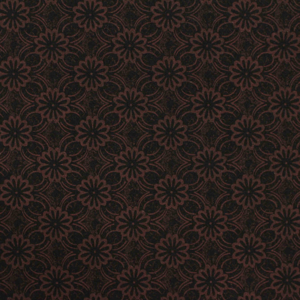 Dark Brown Flowers Woven, Poly-Viscose
