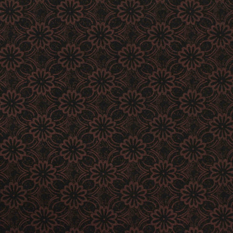 Dark Brown Flowers Woven, Poly-Viscose