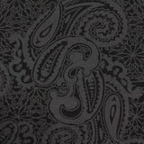 Dark Grey Paisley Woven, Poly-Viscose