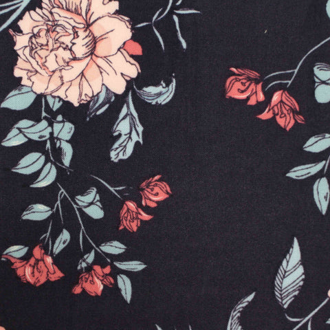 Peach Flowers Woven, Viscose
