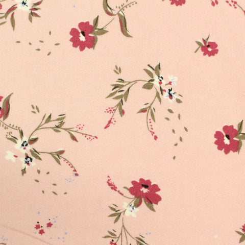 Red Floral Woven, Viscose, 127 gsm