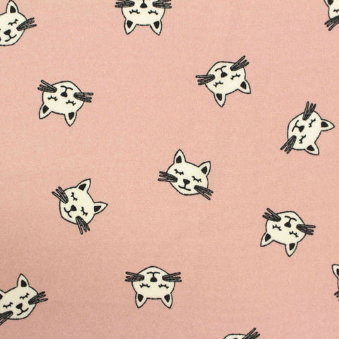 White Cartoon-Cat Woven, Polyester