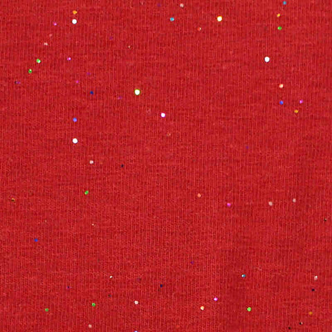 Red Glitter-Dot Jersey Knit, Cotton