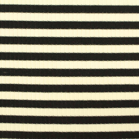 Black Horizontal-Stripe Rib Knit, Viscose, 186 gsm