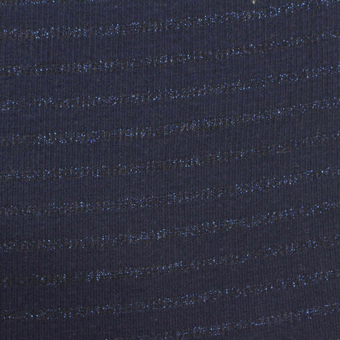 Blue Horizontal-Stripe Rib Knit, Poly-Cotton, 184 gsm