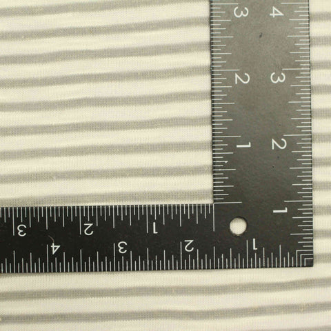 Light Grey Horizontal-Stripe Jersey Knit, Polyester, 140 gsm