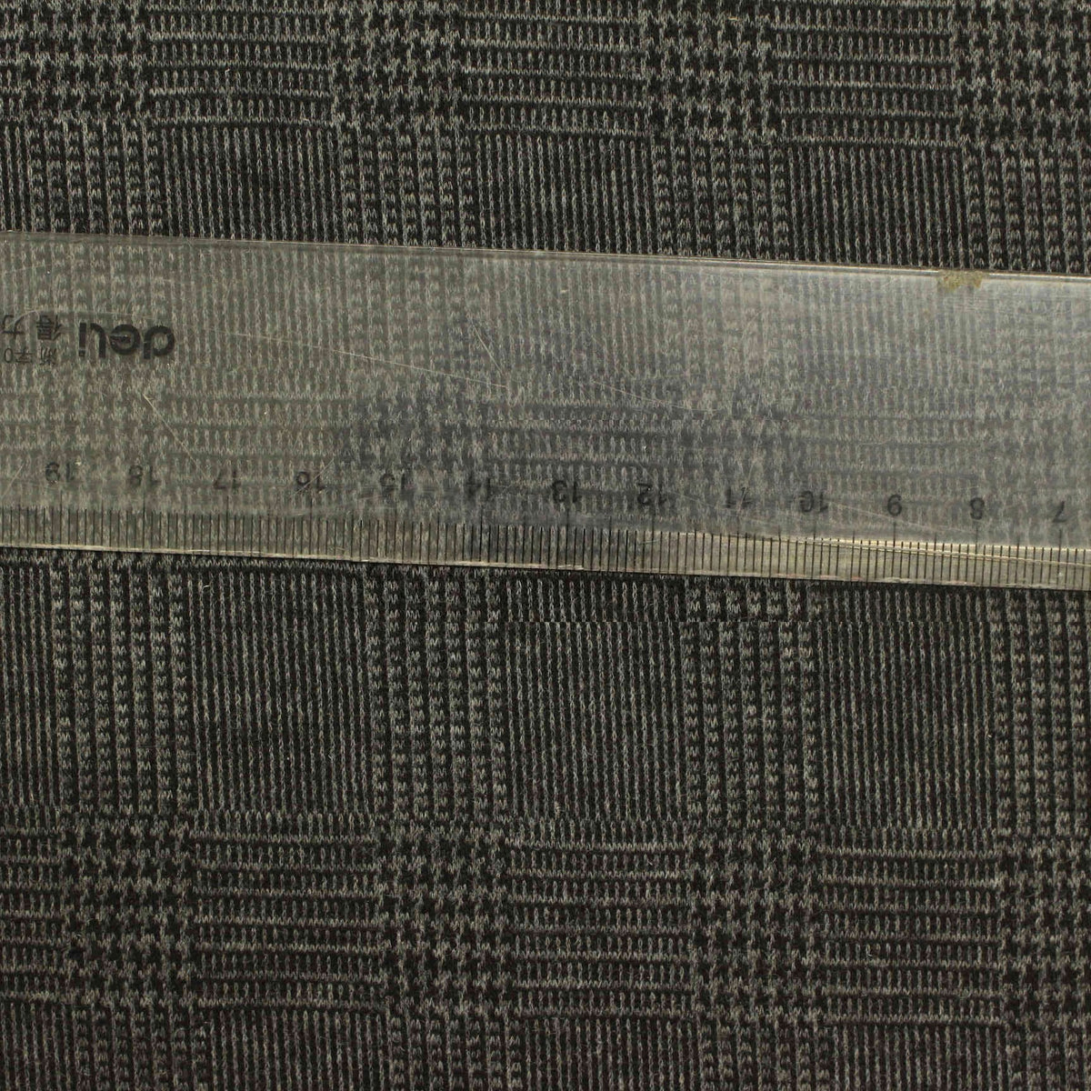 Dark Grey Subtle-Plaid Jacquard, Cotton-Poly