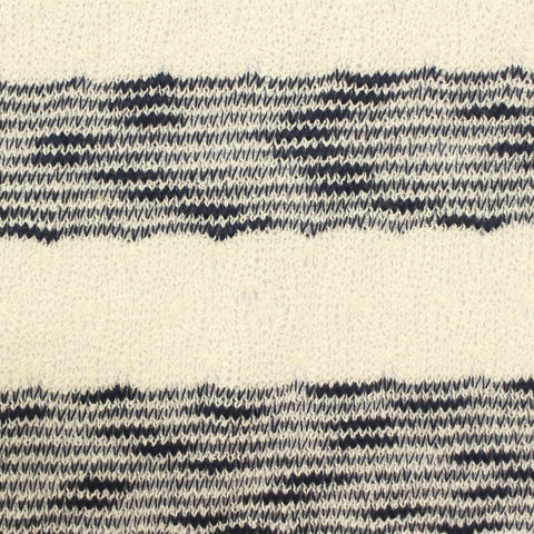 Cream Horizontal-Stripe Chunky Knit, Viscose-Poly, 220 gsm