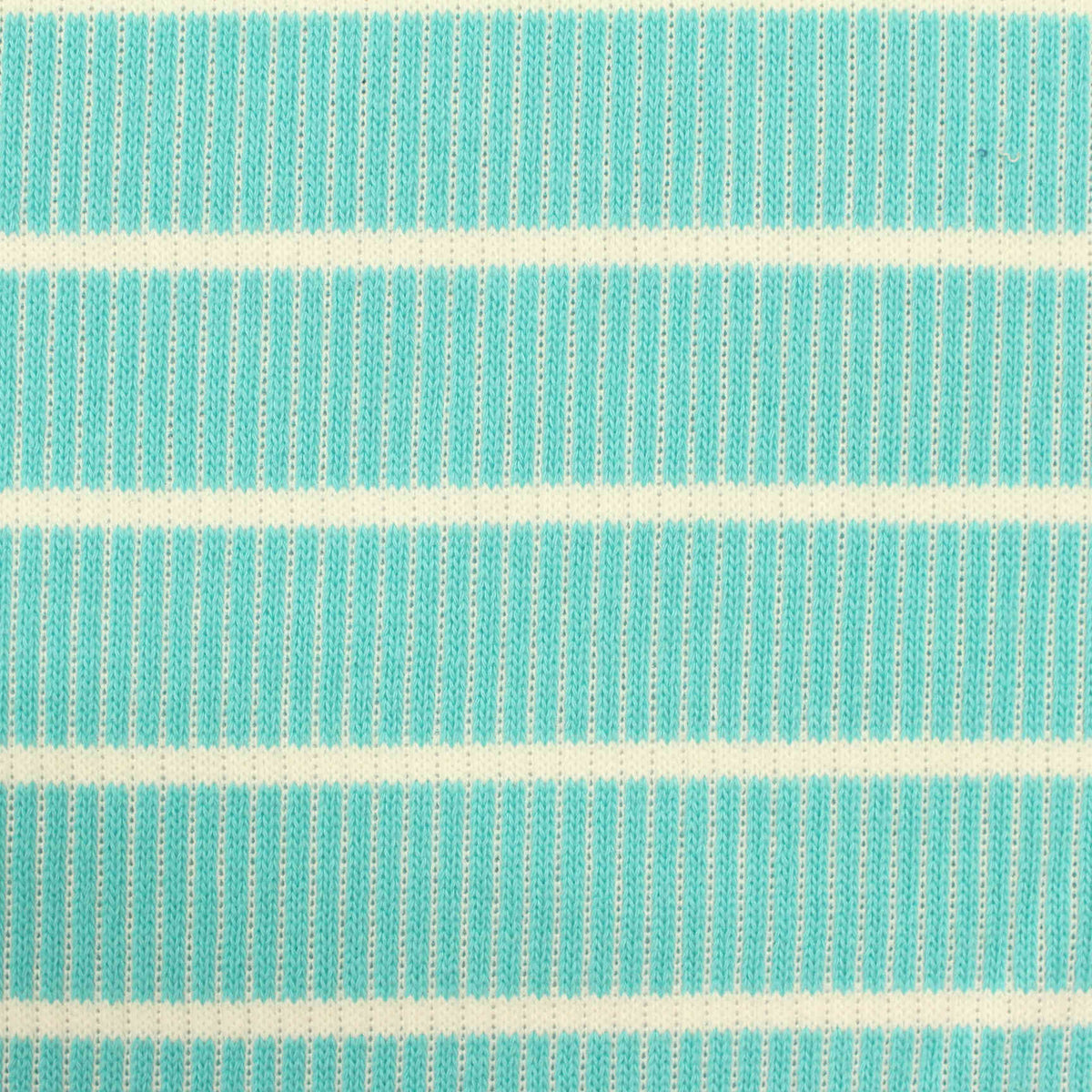 Turquoise Horizontal-Stripe Rib Knit, Viscose-Poly