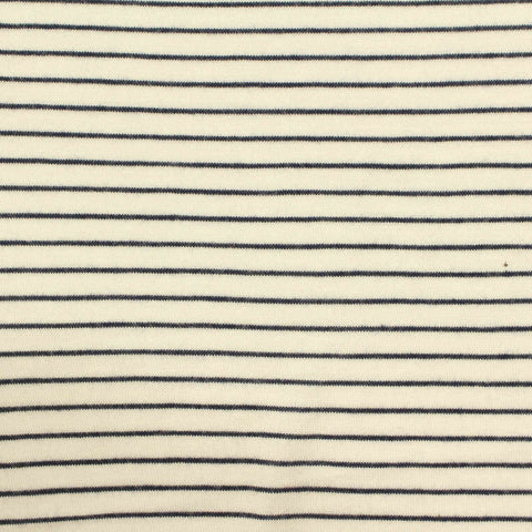 White Horizontal-Stripe Jersey Knit, Viscose, 152 gsm