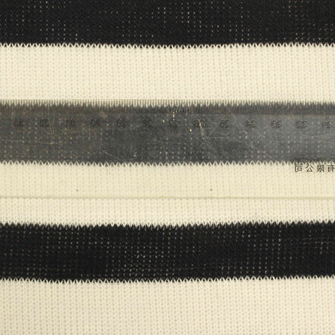 Black Horizontal-Stripe Chunky Knit, Poly-Viscose, 176 gsm