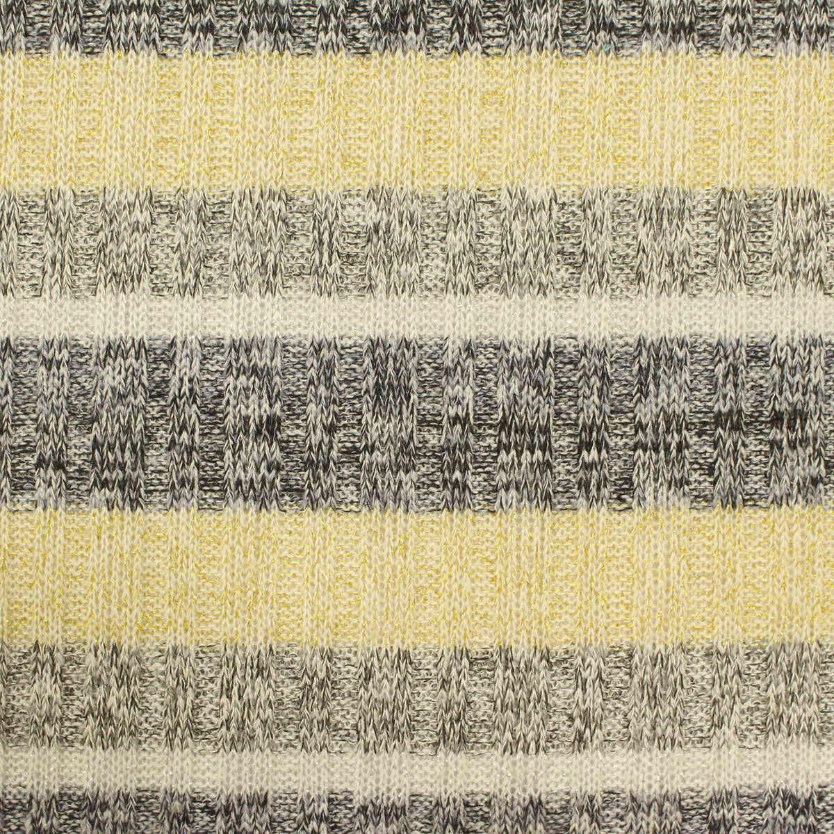 Yellow Horizontal-Stripe Rib Knit, Poly-Viscose, 214 gsm