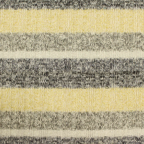 Yellow Horizontal-Stripe Rib Knit, Poly-Viscose, 214 gsm