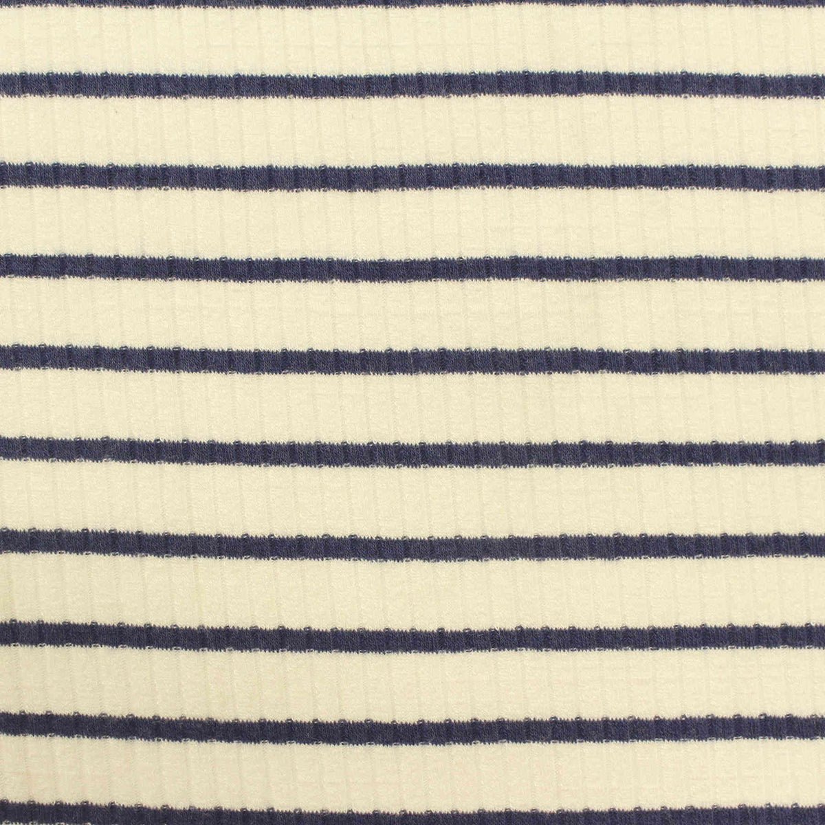 Navy Horizontal-Stripe Rib Knit, Viscose, 261 gsm
