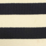 Dark Blue Horizontal-Stripe Rib Knit, Viscose-Poly