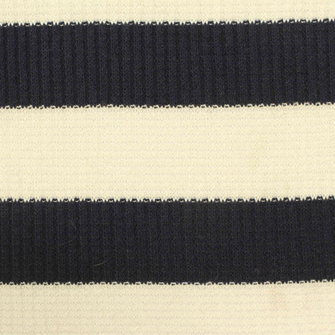Dark Blue Horizontal-Stripe Rib Knit, Viscose-Poly, 205 gsm