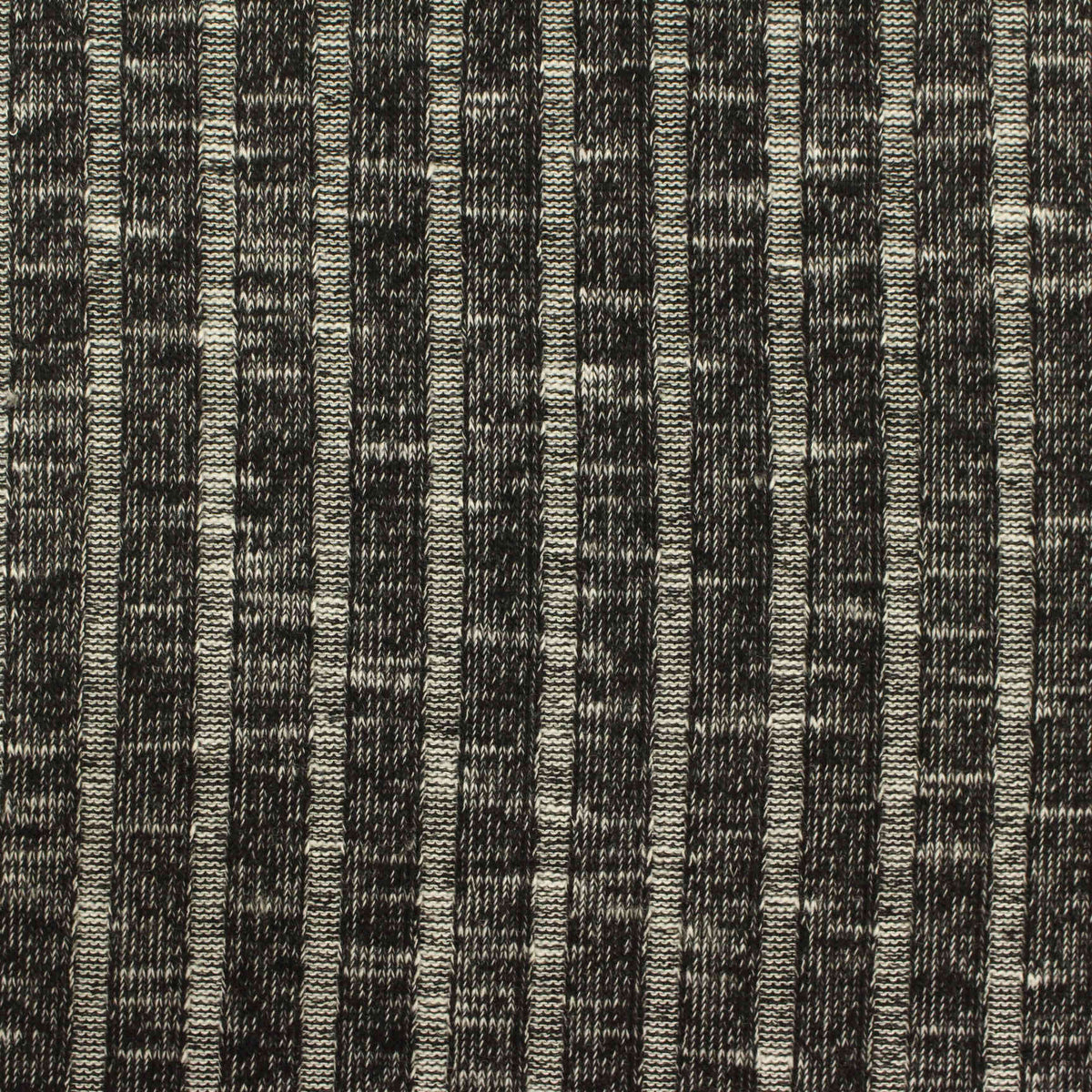 Black Marled-Stripe Rib Knit, Poly-Viscose, 238 gsm