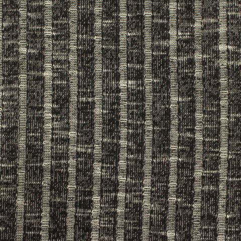 Black Marled-Stripe Rib Knit, Poly-Viscose, 238 gsm