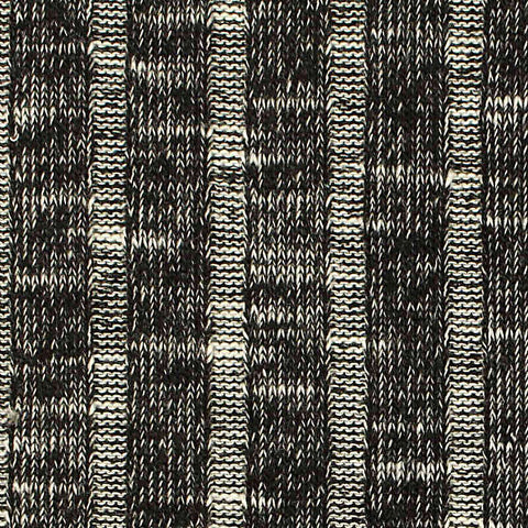 Black Marled-Stripe Rib Knit, Poly-Viscose, 238 gsm